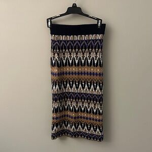 Anthropologie Black and Tan Geometric Pencil Skirt